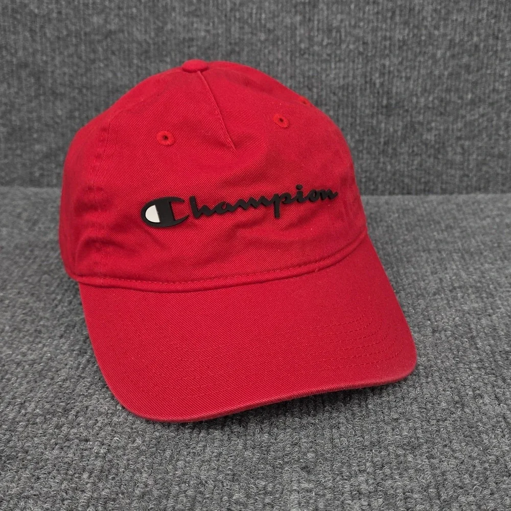 Champion Hat Cap Strap Back Adjustable Red‎ Twill Gym Hike Pickleball Golf Mens